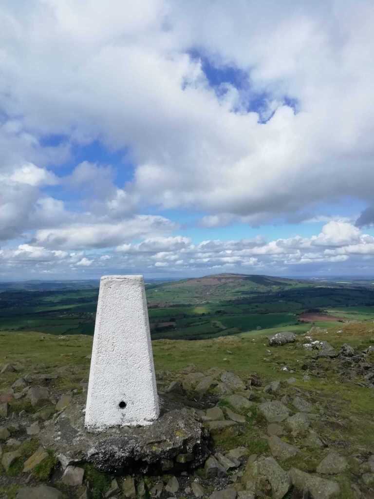 View of Shropshire Hills from the trig point of Titterstone Clee Hill.