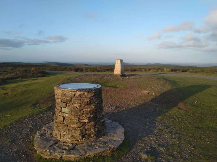 Pole Bank trig point and topograph on the Long Mynd.