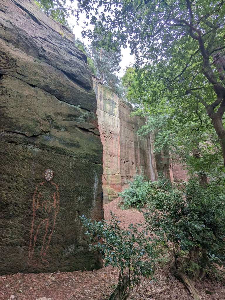 Nescliffe Man carved into quarry wall